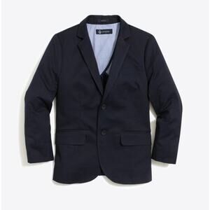 J. Crew Boys Thompson Suit Jacket Blazer in Flex Chino Cotton Navy Uniform Sz 10